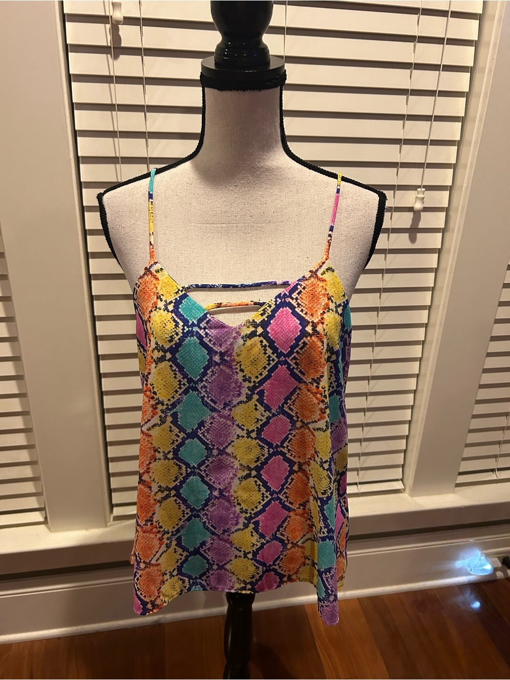 Peach Love California Bright Snake-Print Cami in Yellow, Pink, Teal in M